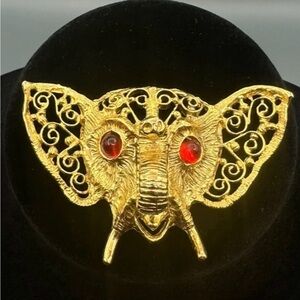 VTG JULIANA D&E Elephant Pendant *HEAD ONLY* Filagree Red Eyes #15 Database